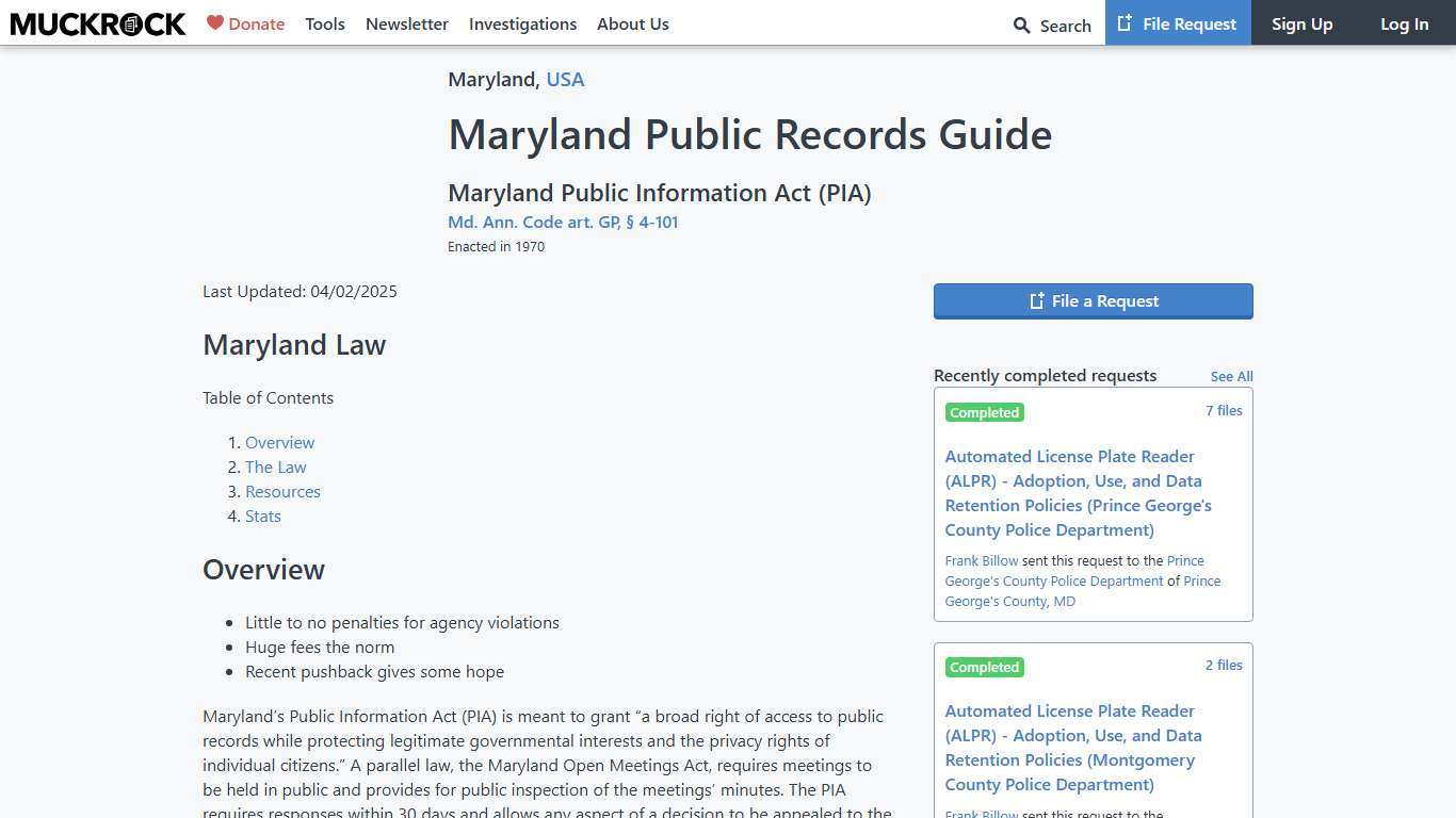 Maryland Public Records Guide • MuckRock