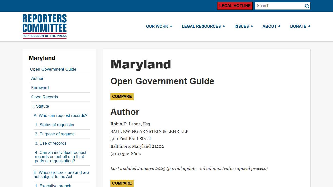 Open Government Guide Maryland - Reporters Committee